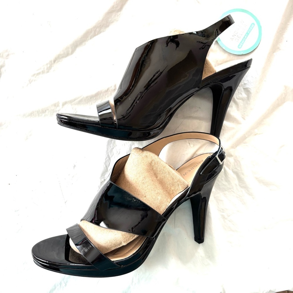 NWT Andrew Geller Women's Black Theola Sandal Pump cone heel.SZ 10 M Brand New - Picture 14 of 15